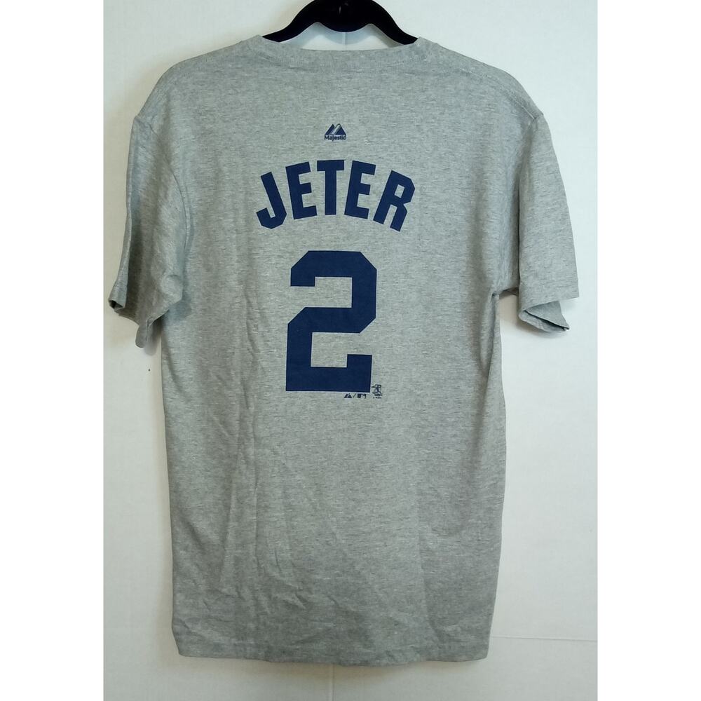 New York Yankees #2 Jeter 2011 Majestic Gray Tee Youth Large